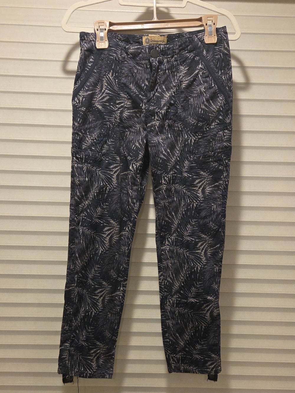 Democracy Navy and White Palm-Print Chinos